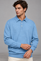 Polo hombre manga larga punto liso cuello clásico - Eder