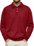 Polo hombre manga larga punto liso cuello clásico - Eder
