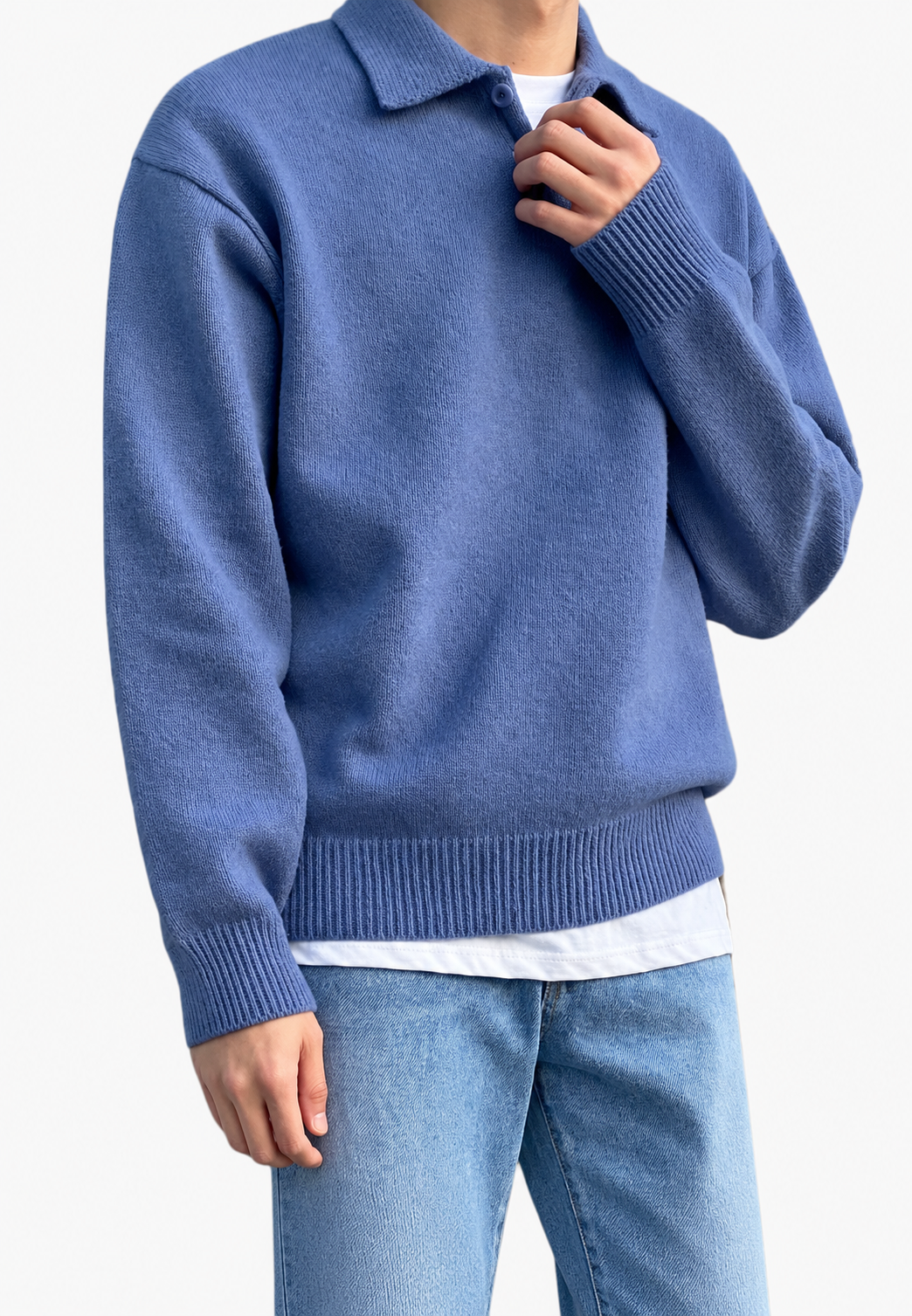 Polo hombre manga larga punto liso cuello clásico - Miro