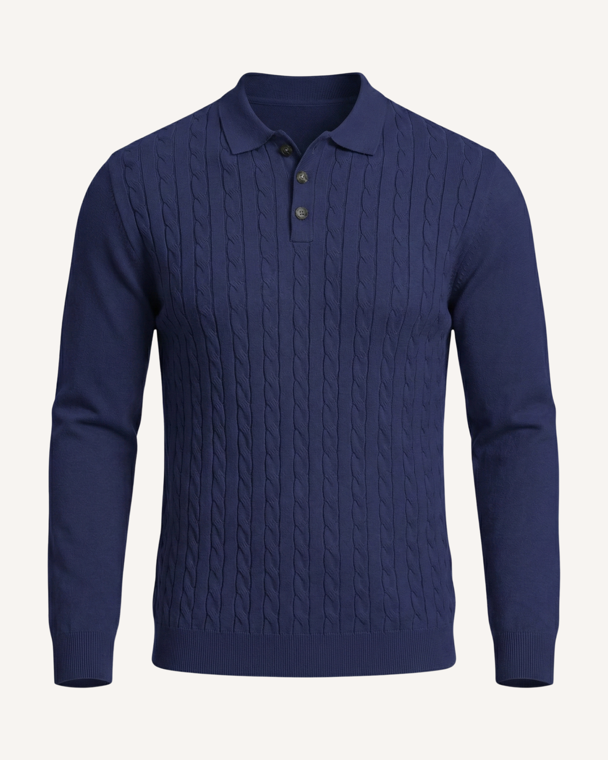 Polo hombre manga larga punto trenzado cuello clásico - Teo