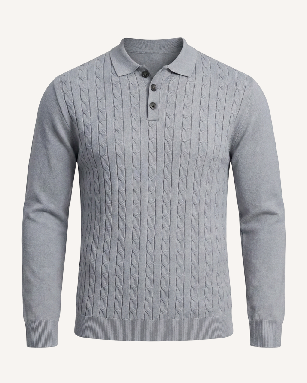 Polo hombre manga larga punto trenzado cuello clásico - Teo