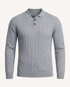 Polo hombre manga larga punto trenzado cuello clásico - Teo