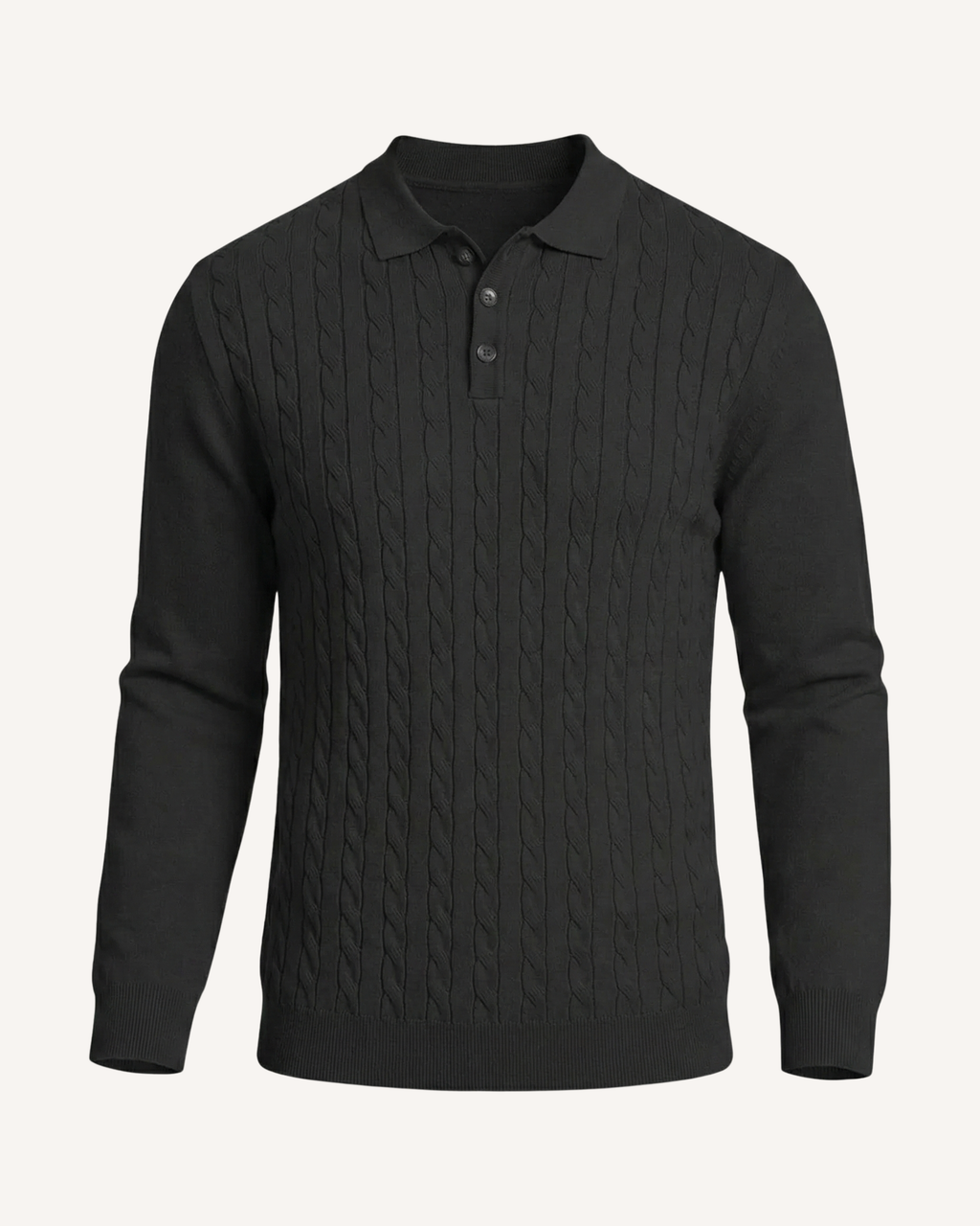 Polo hombre manga larga punto trenzado cuello clásico - Teo