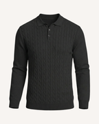 Polo hombre manga larga punto trenzado cuello clásico - Teo