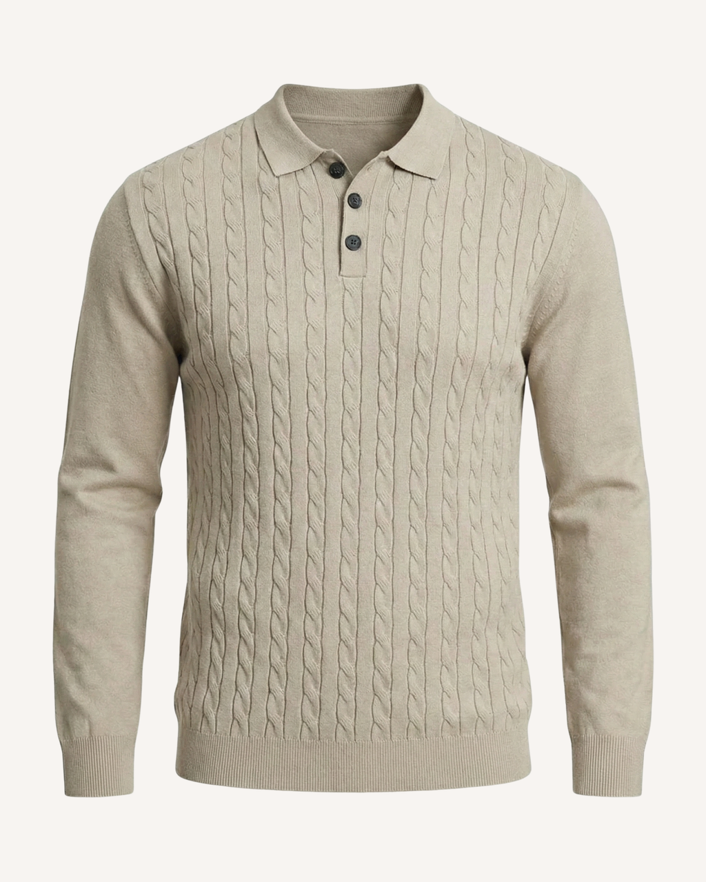 Polo hombre manga larga punto trenzado cuello clásico - Teo