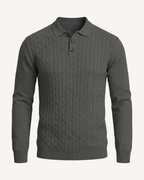 Polo hombre manga larga punto trenzado cuello clásico - Teo