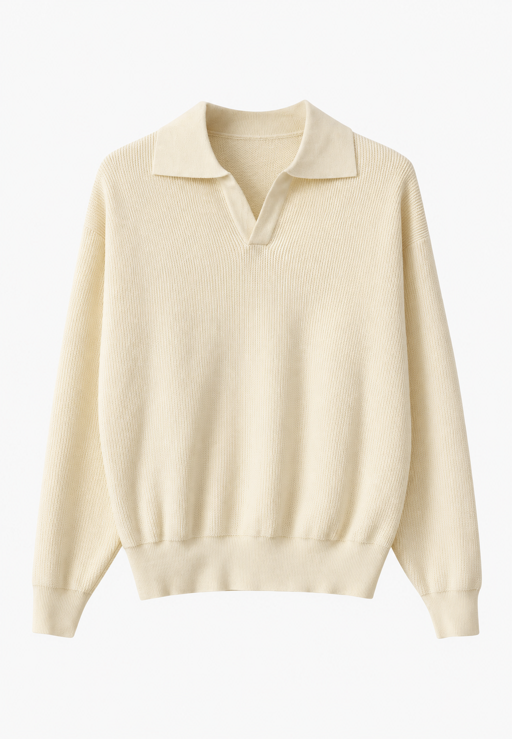 Polo hombre punto texturizado cuello abierto manga larga - Kael