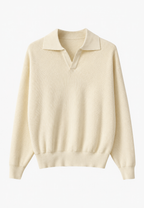 Polo hombre punto texturizado cuello abierto manga larga - Kael