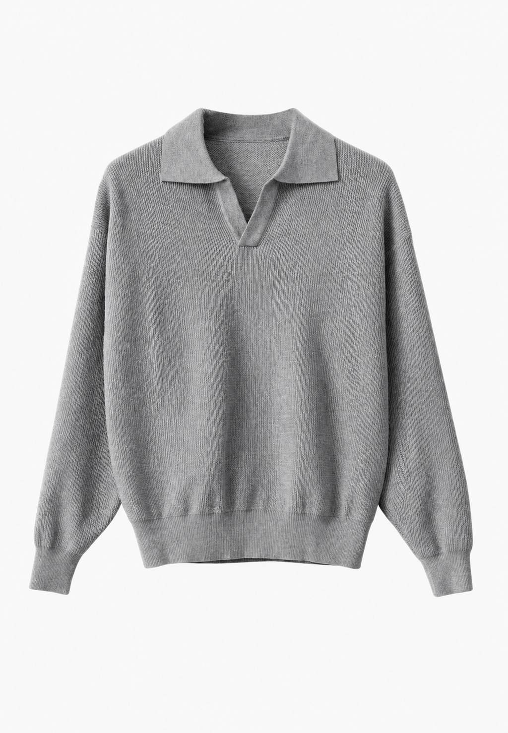 Polo hombre punto texturizado cuello abierto manga larga - Kael