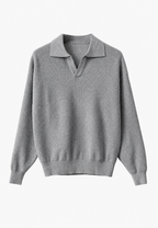 Polo hombre punto texturizado cuello abierto manga larga - Kael