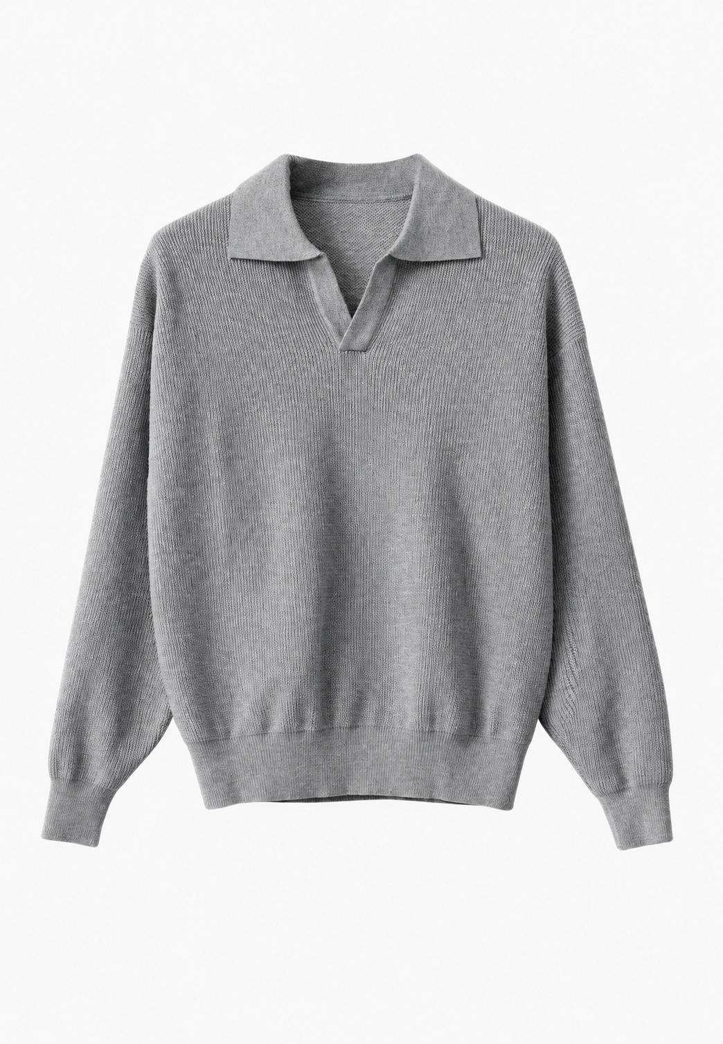 Polo hombre punto texturizado cuello abierto manga larga - Kael