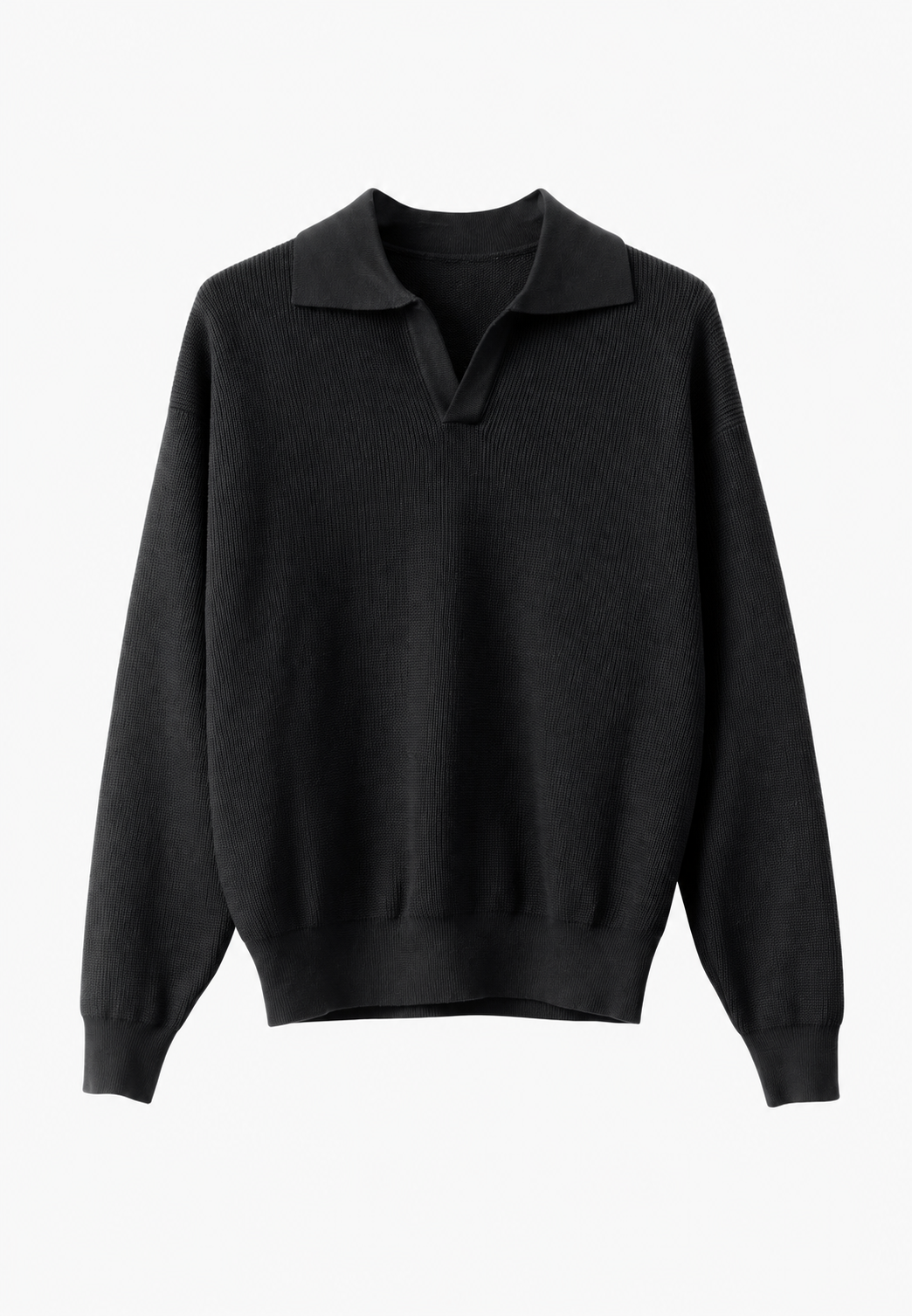 Polo hombre punto texturizado cuello abierto manga larga - Kael