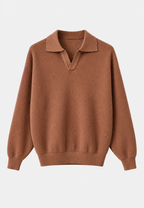 Polo hombre punto texturizado cuello abierto manga larga - Kael