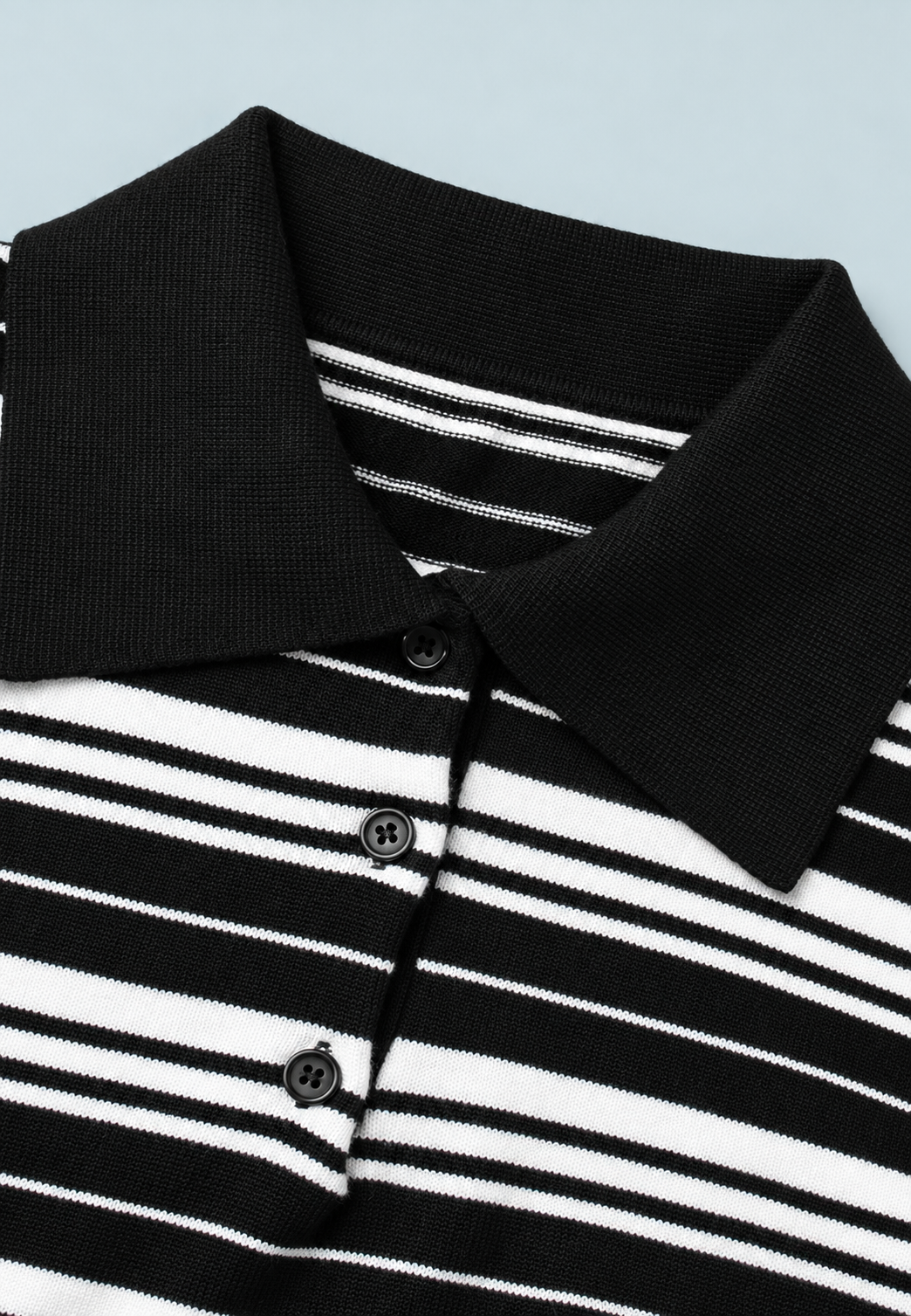 Polo mujer punto rayas horizontales cuello camisero manga larga - Adelma