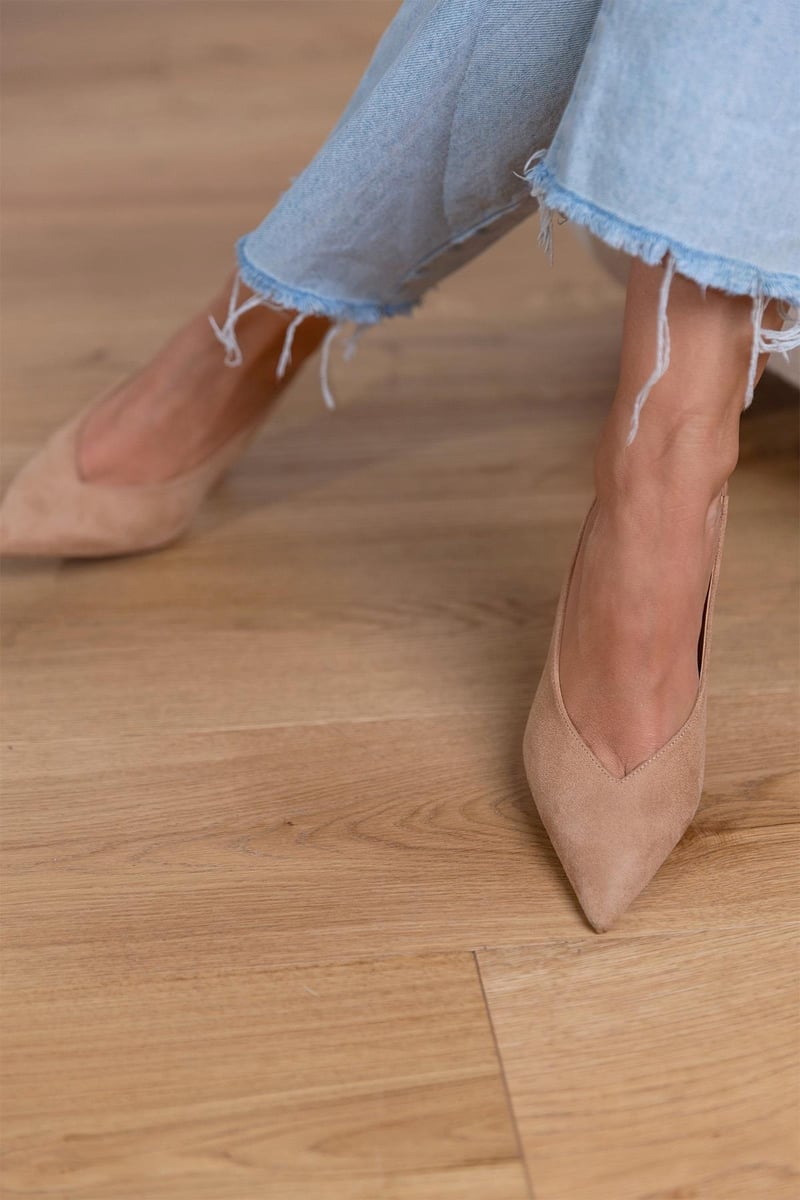 Zapatos mujer slingback punta cerrada tacón fino - Elira