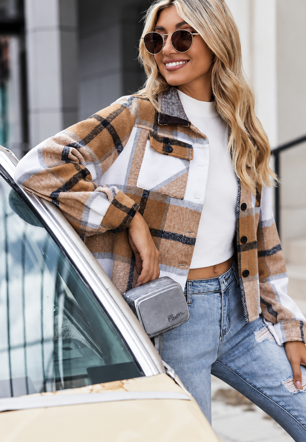 Chaqueta de cuadros con bolsillos - Nadorine