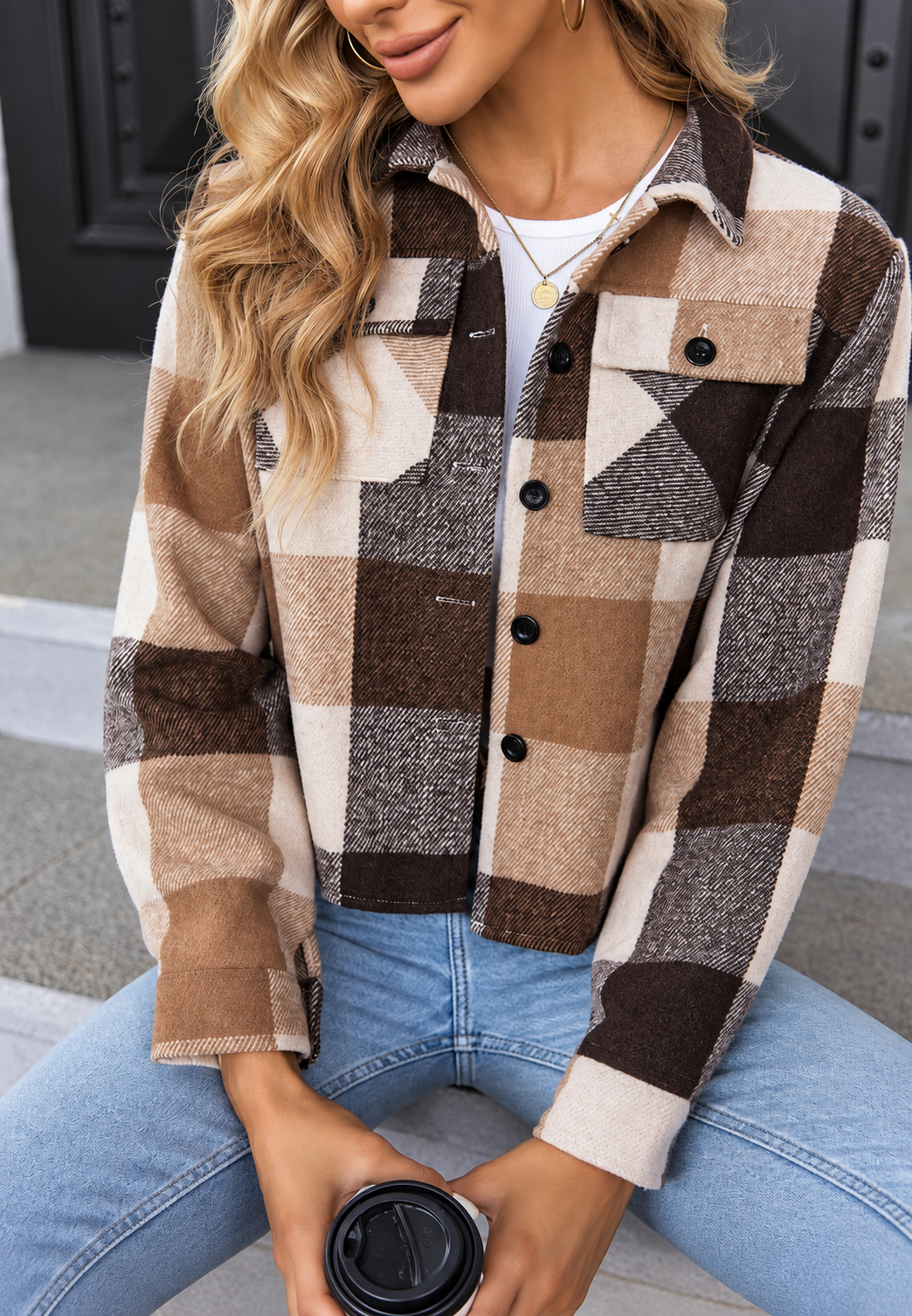 Chaqueta de cuadros con bolsillos - Nadorine
