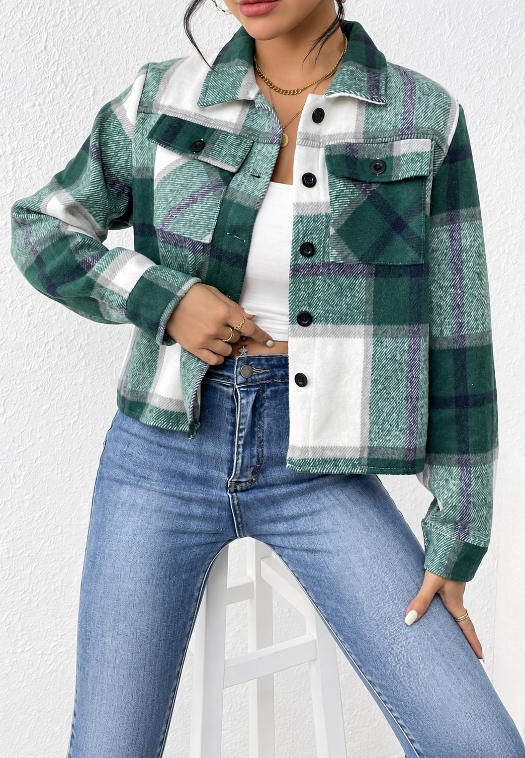 Chaqueta de cuadros con bolsillos - Nadorine