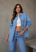 Sobrecamisa vaquera oversize con bolsillo frontal - Nadja