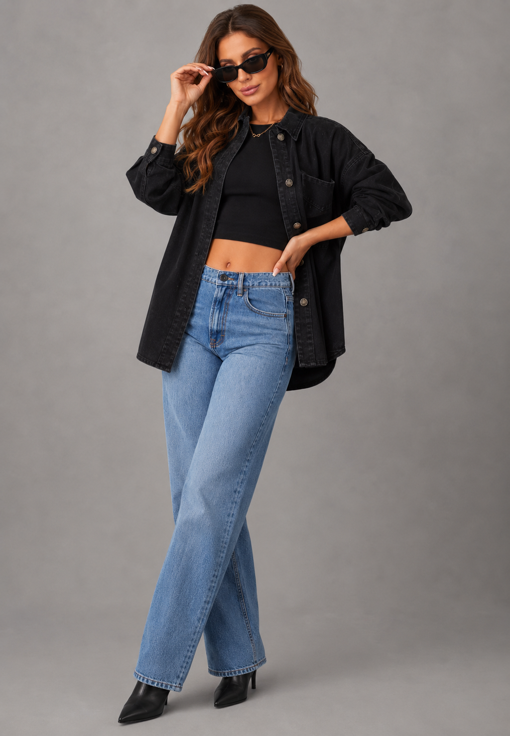 Sobrecamisa vaquera oversize con bolsillo frontal - Nadja