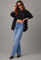 Sobrecamisa vaquera oversize con bolsillo frontal - Nadja