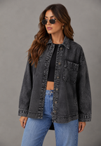 Sobrecamisa vaquera oversize con bolsillo frontal - Nadja