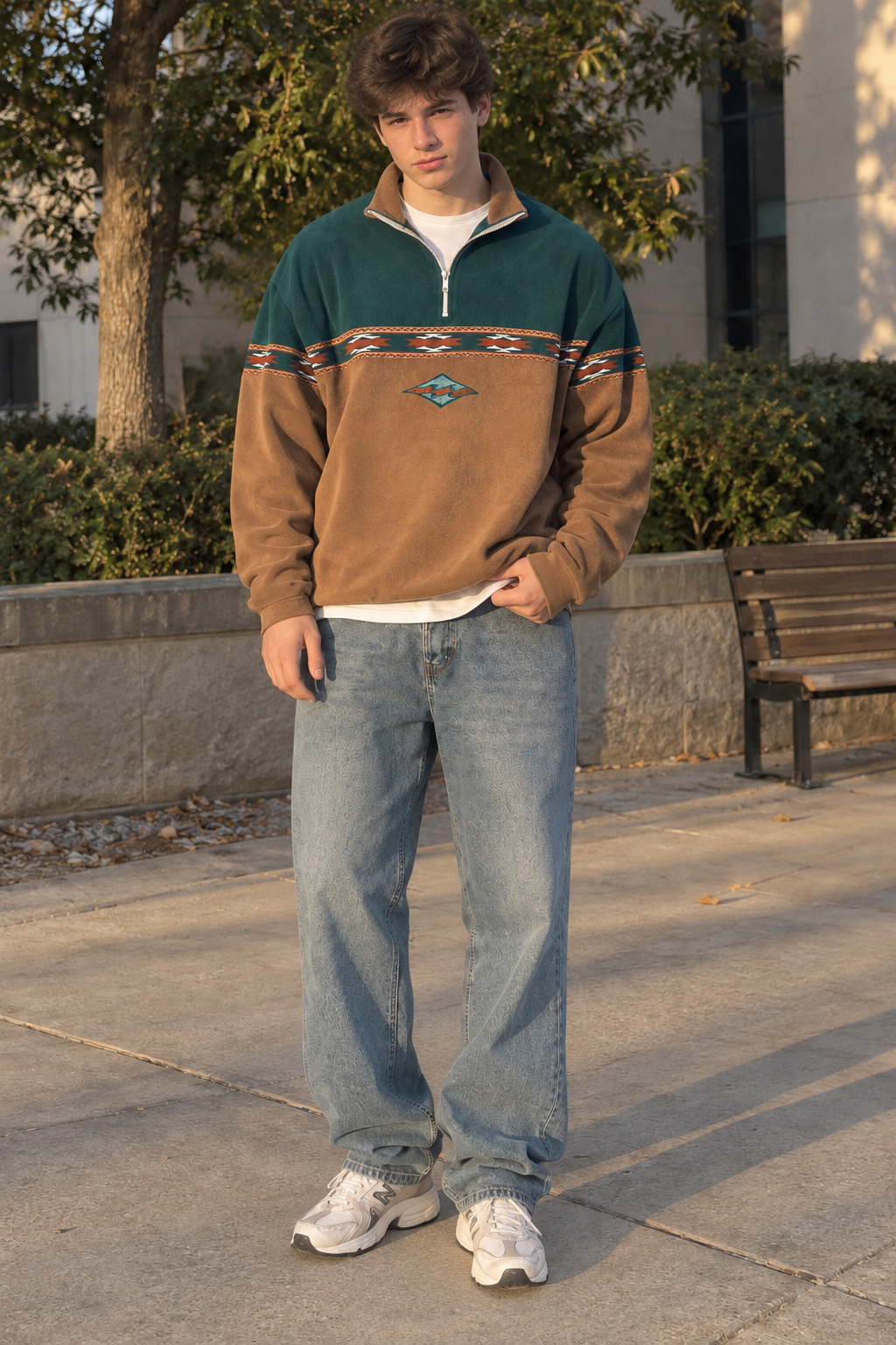 Sudadera hombre media cremallera estampado geométrico - Tavish