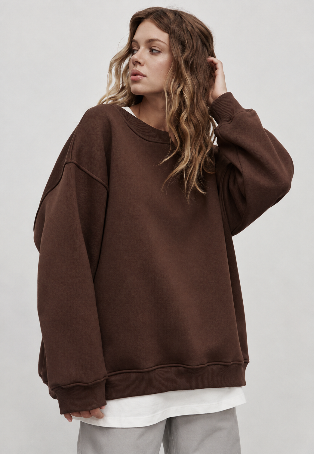 Sudadera oversize mujer cuello redondo hombros caídos - Dagny