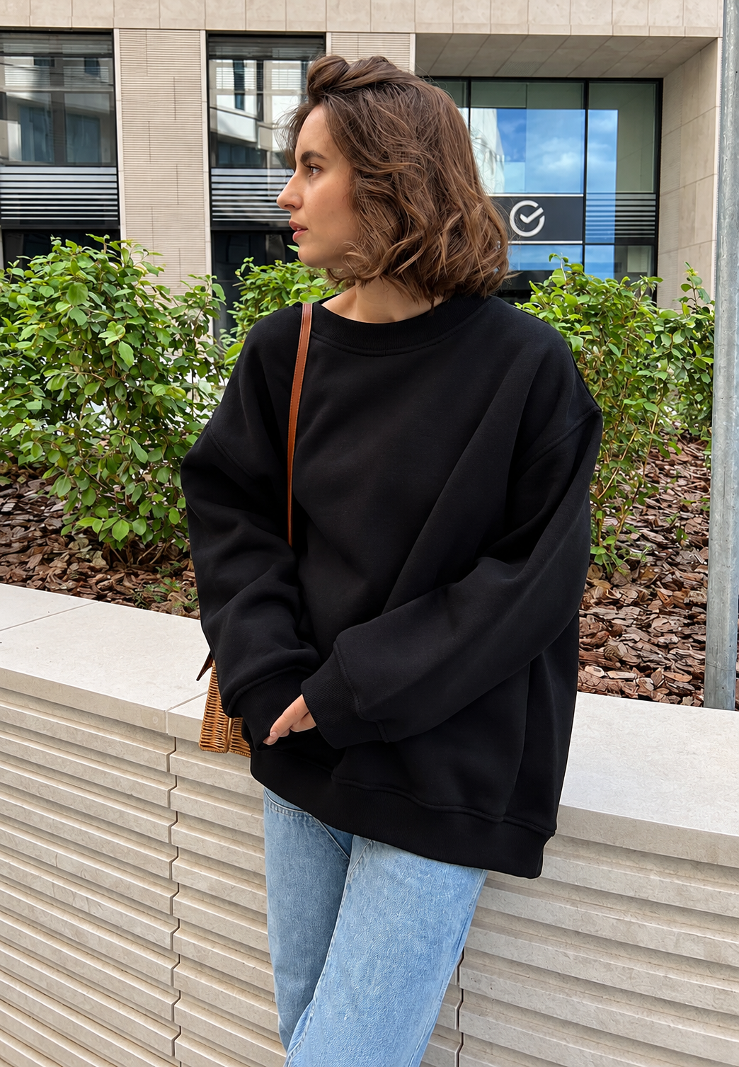 Sudadera oversize mujer cuello redondo hombros caídos - Dagny