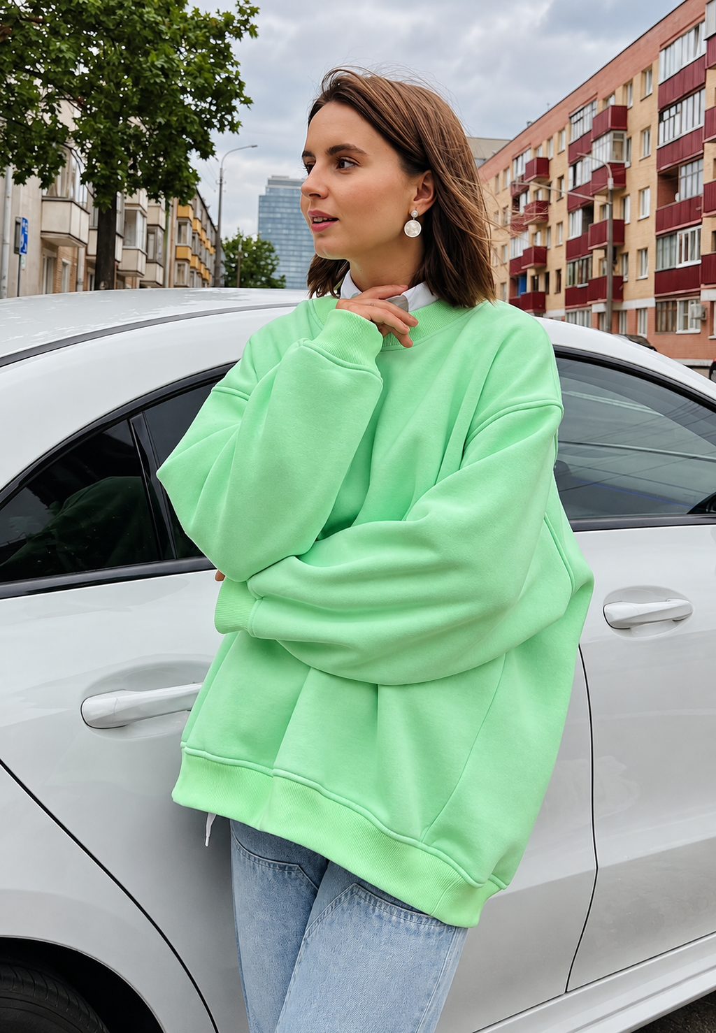 Sudadera oversize mujer cuello redondo hombros caídos - Dagny