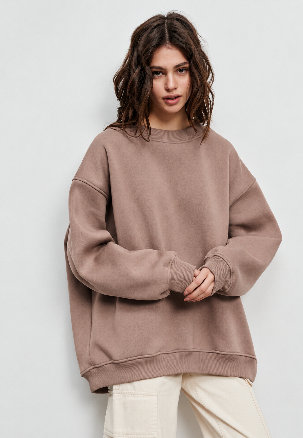 Sudadera oversize mujer cuello redondo hombros caídos - Dagny