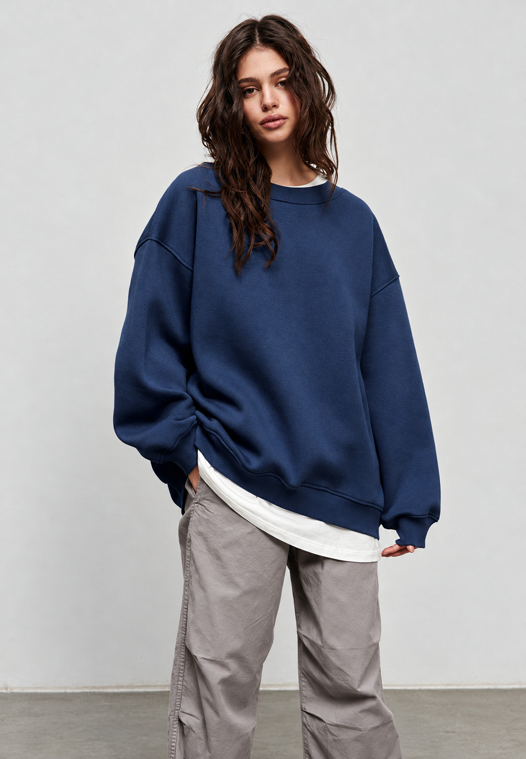 Sudadera oversize mujer cuello redondo hombros caídos - Dagny