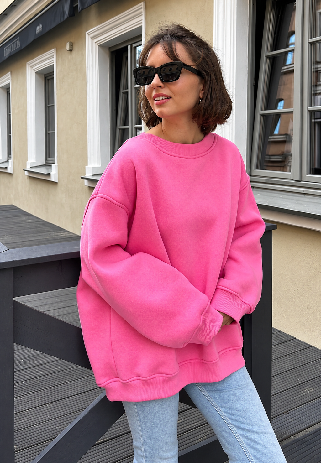 Sudadera oversize mujer cuello redondo hombros caídos - Dagny
