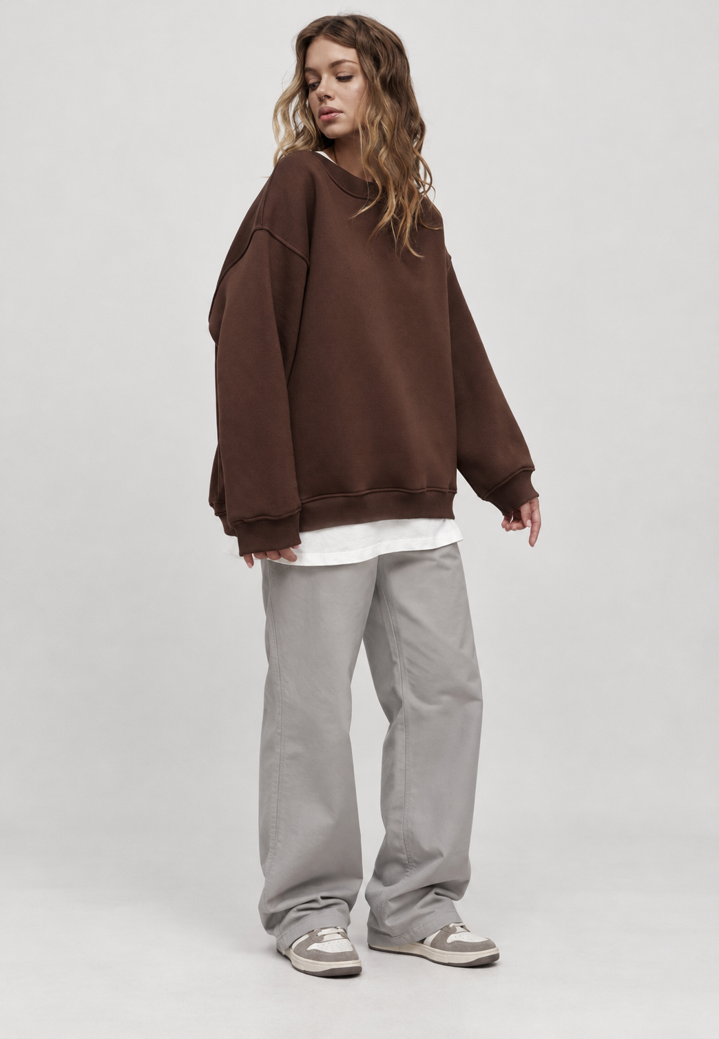 Sudadera oversize mujer cuello redondo hombros caídos - Dagny