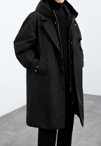 Trench largo hombre capucha cremallera puños ajustables - Corvin