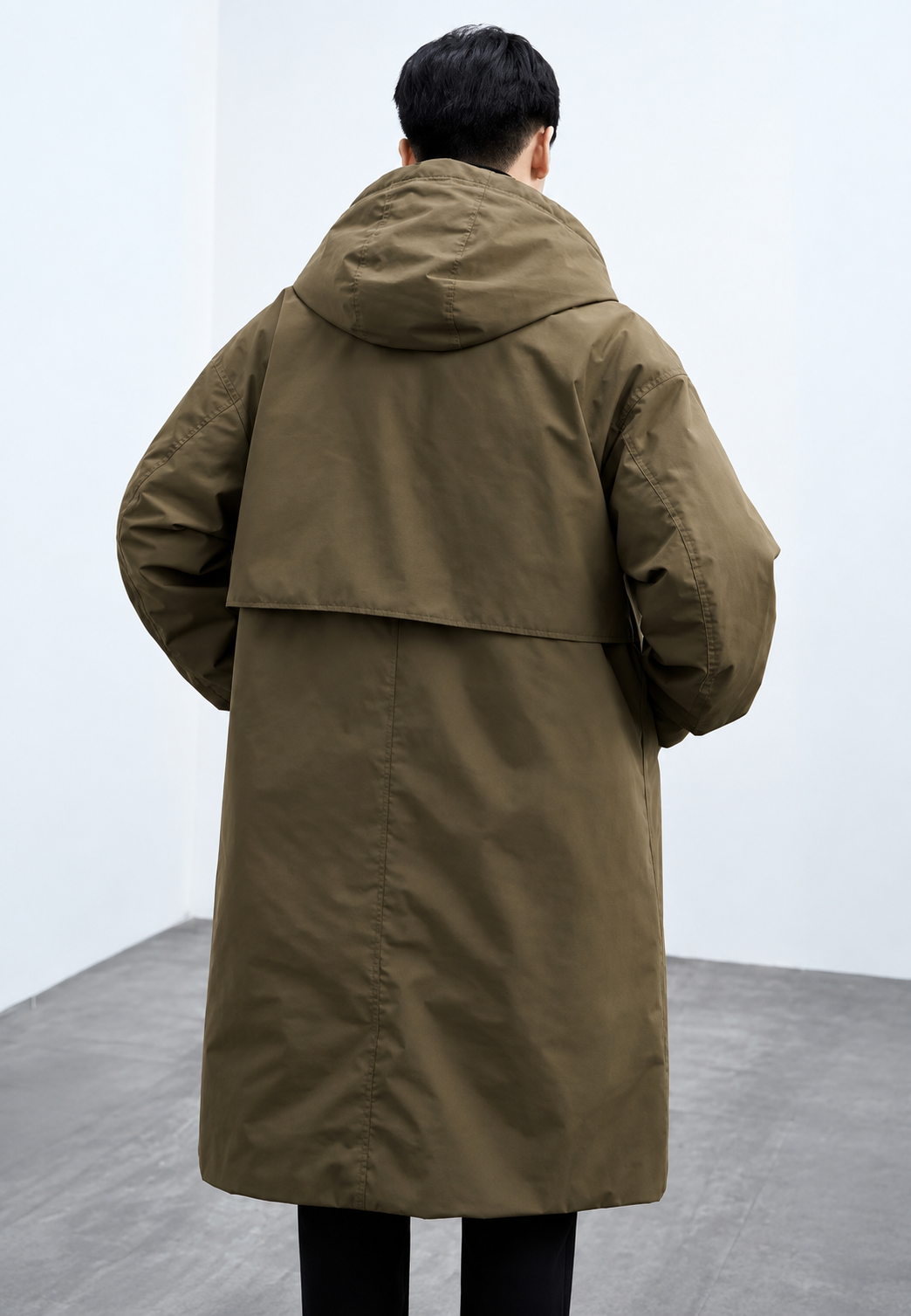 Trench largo hombre capucha cremallera puños ajustables - Corvin