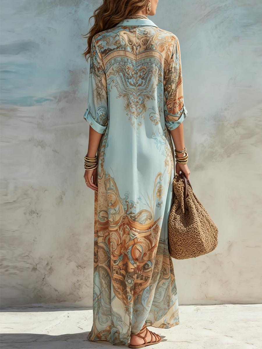 Vestido camisero largo mujer estampado paisley - Gloria