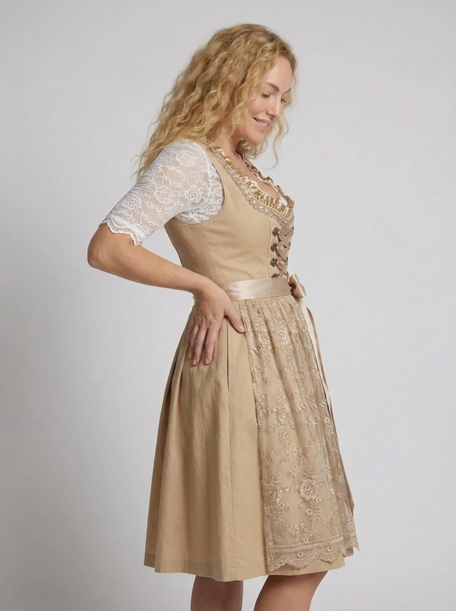 Vestido dirndl mujer cordones delantal bordado - Grecia