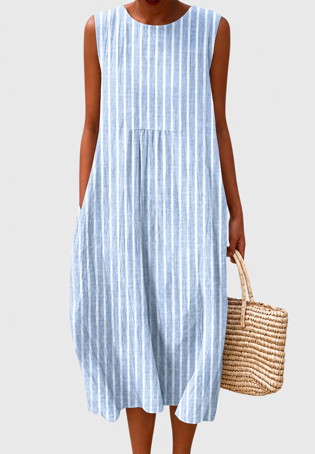Vestido midi mujer sin mangas estampado de cuadros - Maddie