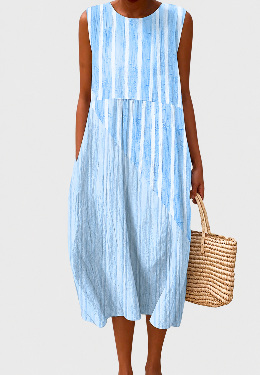 Vestido midi mujer sin mangas estampado de cuadros - Maddie