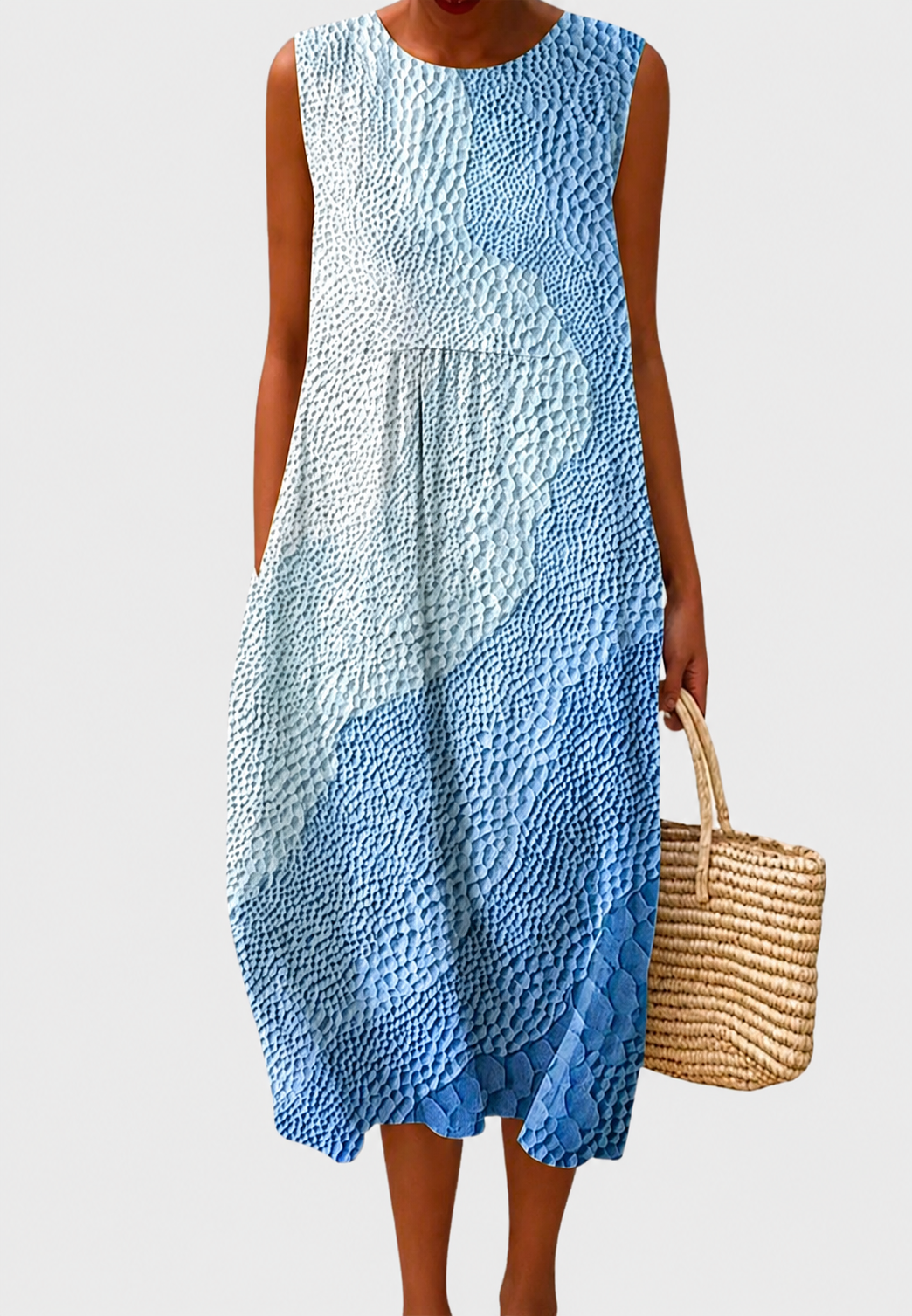 Vestido midi mujer sin mangas estampado de cuadros - Maddie