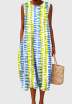 Vestido midi mujer sin mangas estampado de cuadros - Maddie
