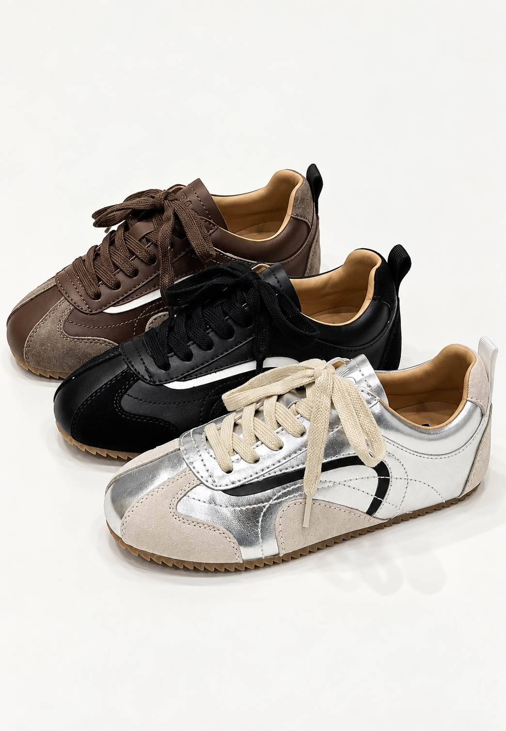Zapatillas mujer retro efecto ante paneles contraste - Tavia