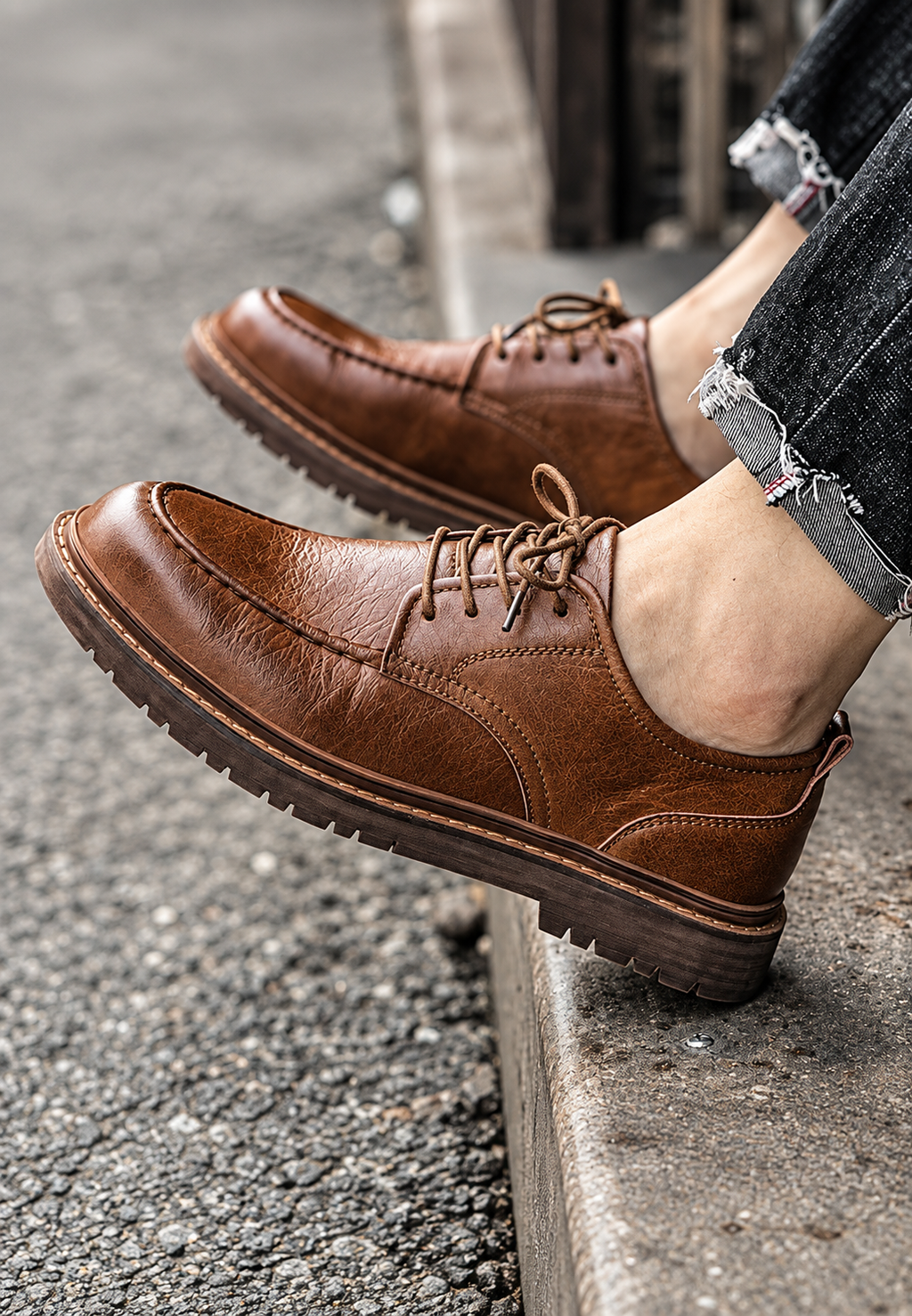 Zapato derby hombre casual cordones suela dentada - Halden