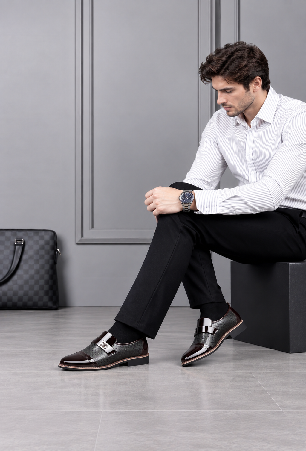Zapato monkstrap hombre hebilla lateral acabado brillante - Laurenz