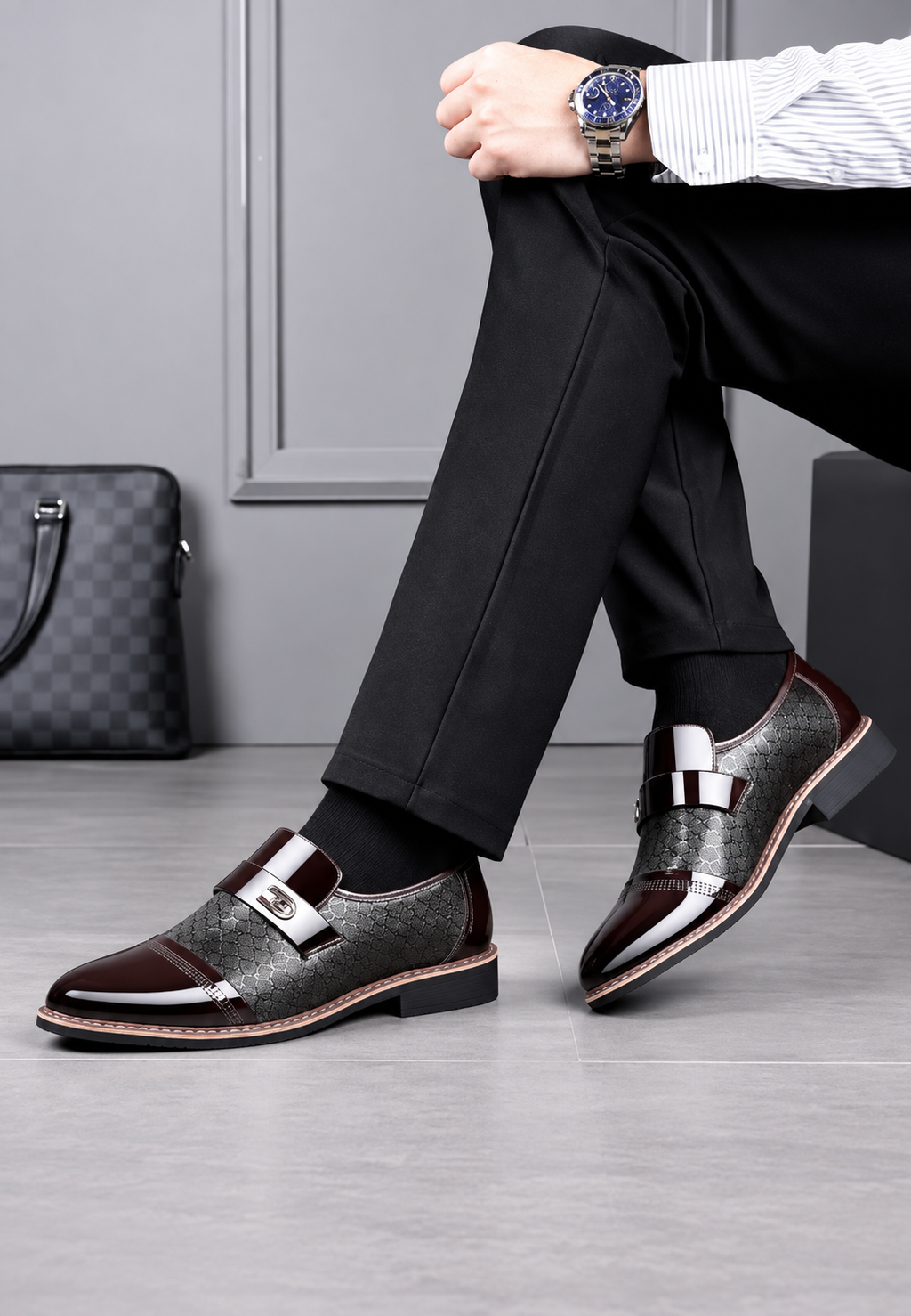 Zapato monkstrap hombre hebilla lateral acabado brillante - Laurenz